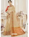 Light Beige Cotton Silk Designer Woven Saree