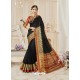 Black Cotton Silk Designer Woven Saree