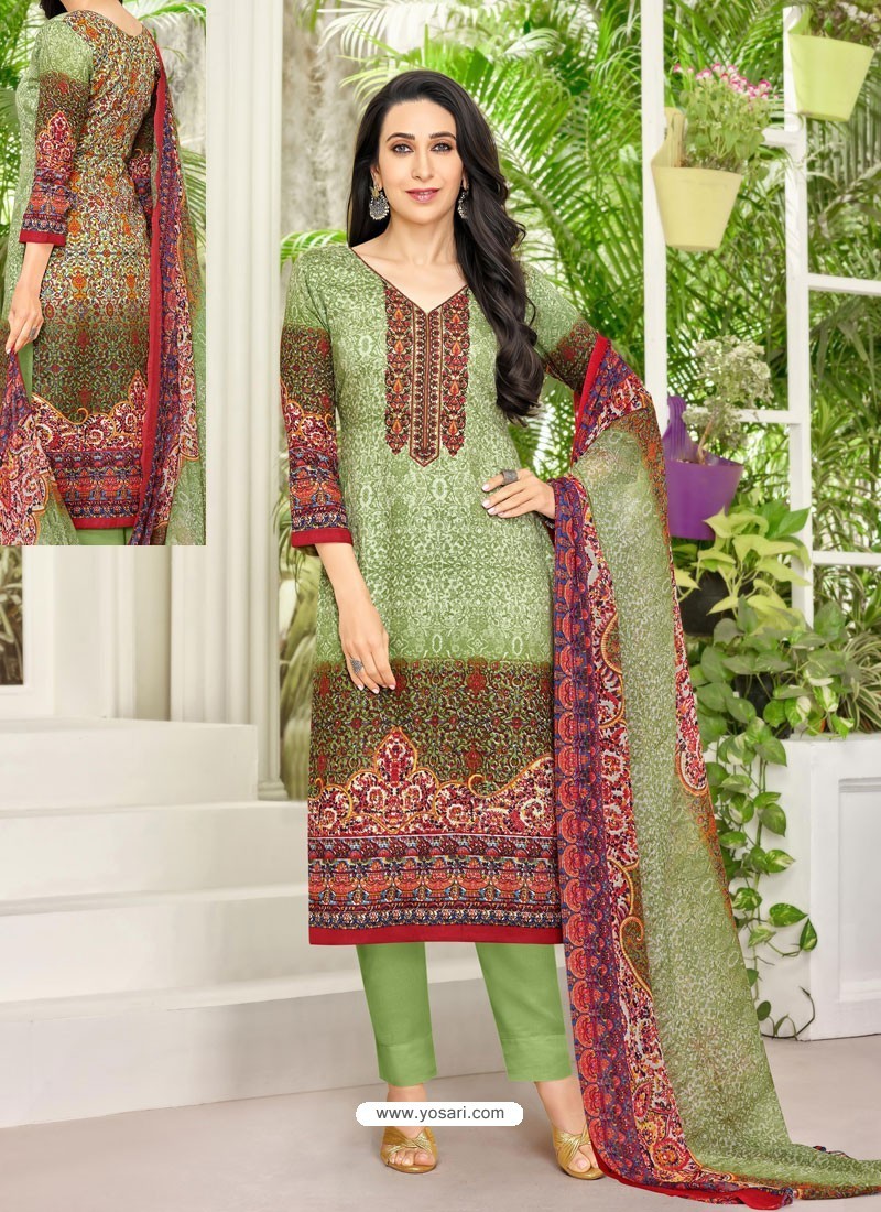Buy Green Pure Satin Embroidered Straight Suit | Straight Salwar Suits