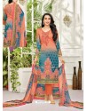 Light Red Pure Satin Embroidered Straight Suit