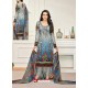 Stylish Grey Pure Satin Embroidered Straight Suit