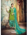 Green Embroidered Chanderi Silk Designer Patiala Salwar Suit