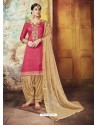 Fuchsia Embroidered Chanderi Silk Designer Patiala Salwar Suit