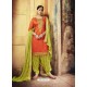 Orange Embroidered Chanderi Silk Designer Patiala Salwar Suit
