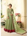 Green Banglori Silk Resham Embroidered Designer Anarkali Suit