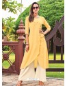 Yellow Silk Cotton Designer Readymade Kurti
