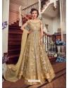 Golden Premium Net Embroidered Designer Anarkali Suit