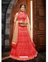 Red Net Embroidered Designer Lehenga Choli