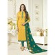 Yellow Banarasi Jacquard Embroidered Designer Churidar Suit