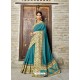 Turqouise Georgette With Border Worked Designer Saree