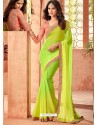 Parrot Green Star Georgette Embroidered Designer Party Wear Saree