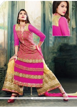Gauhar Khan Hot Pink Georgette Palazzo Suit