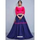 Navy Blue And Fuchsia Art Silk Lace Work Designer Lehenga Choli