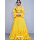 Latest Yellow Crepe Silk Resham Embroidered Designer Lehenga Choli