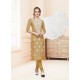 Golden Glace Cotton Embroidered Churidar Suit