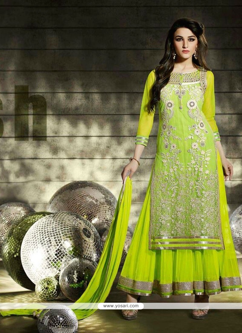 Mint Green Net Designer Anarkali Suit