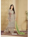 Taupe Heavy Embroidered Faux Georgette Designer Palazzo Suit