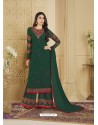 Dark Green Heavy Embroidered Faux Georgette Designer Palazzo Suit