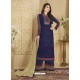 Navy Blue Heavy Embroidered Faux Georgette Designer Palazzo Suit