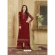 Maroon Heavy Embroidered Faux Georgette Designer Palazzo Suit