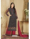 Dull Grey Heavy Embroidered Faux Georgette Designer Palazzo Suit