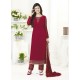 Maroon Embroidered Pure Georgette Designer Straight Suit