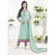 Sea Green Embroidered Pure Georgette Designer Straight Suit