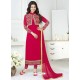 Crimson Pure Georgette Embroidered Designer Churidar Suit