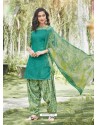 Jade Green Cotton Blend Printed Casual Patiala Salwar Suit