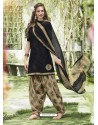 Black Cotton Blend Printed Casual Patiala Salwar Suit
