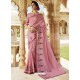 Light Pink Embroidered Designer Silk Saree