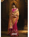 Orange And Rani Pure Silk Heavy Embroidered Designer Saree
