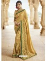 Beige Embroidered Designer Silk Saree