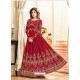 Red Real Georgette Designer Embroidered Anarkali Suit