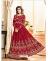 Red Real Georgette Designer Embroidered Anarkali Suit
