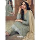 Olive Green Heavy Net Embroidered Designer Straight Suit