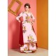 Baby Pink Printed Chanderi Designer Palazzo Suit