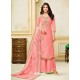 Peach Model Silk Embroidered Palazzo Salwar Suit