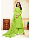 Green Model Silk Embroidered Palazzo Salwar Suit