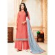 Light Red Model Silk Embroidered Palazzo Salwar Suit