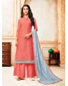 Light Red Model Silk Embroidered Palazzo Salwar Suit