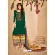 Dark Green Glace Cotton Embroidered And Printed Designer Palazzo Suit