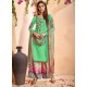 Jade Green Glace Cotton Embroidered And Printed Designer Palazzo Suit