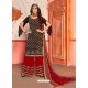 Black And Maroon Georgette Gota Worked Designer Palazzo Suit