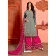 Grey And Rani Georgette Gota Worked Designer Palazzo Suit