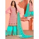 Pink And Firozi Georgette Gota Worked Designer Palazzo Suit
