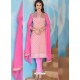 Pink Glaze Cotton Designer Straight Suit