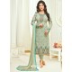 Olive Green Faux Georgette Stone Embroidered Designer Churidar Suit