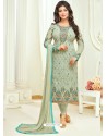Olive Green Faux Georgette Stone Embroidered Designer Churidar Suit