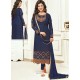 Navy Blue Faux Georgette Stone Embroidered Designer Churidar Suit
